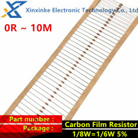 100 шт. 1/8 Вт 1/6 Вт 5% Углеродные пленочные резисторы 0,125 Вт 0.1R ~ 10 м 100R 220R 330R 1K 10K 22K 47K 100K 100 220 330 1K5 2K2 3K3 4K7 ом