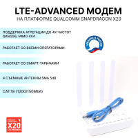 Модем 3G\4G LTE Advanecd Cat.18 1200\150 MBps на платформе Qualcomm Snapdragon X20 DW5821e t77w968