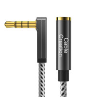 Удлинительный кабель со штекером AUX 3,5 мм и разъемом под углом 90 градусов, с микрофоном, стерео 3,5, аудиоадаптер для JBL колонок, наушников