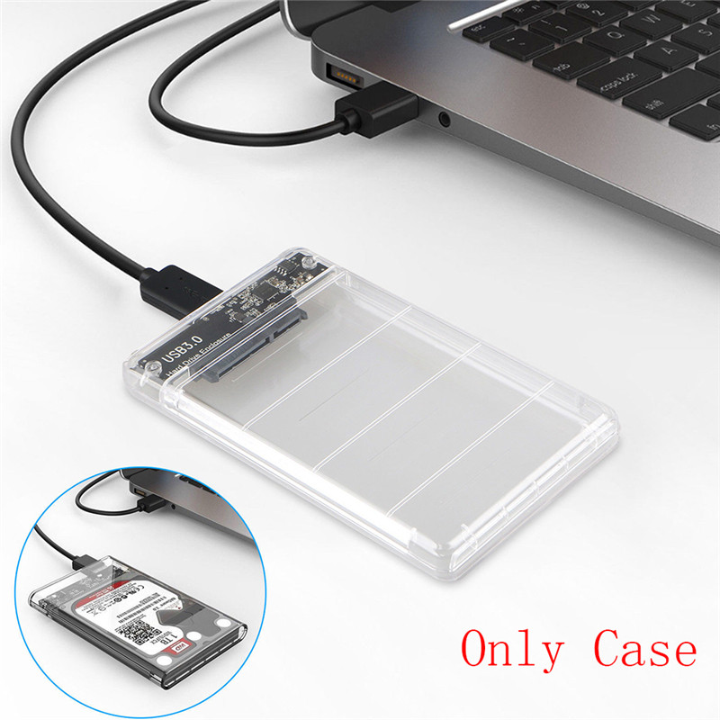 Clear 2.5" Hard Drive Enclosure SATA USB 3.0 HDD Hard Drive External Enclosure SSD Disk Box Case With LED For Win 2000/xp/7/8/10