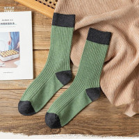 Универсальные однотонные носки средней длины на весну и осень, популярные хлопковые носки контрастных цветов в стиле Харадзюку