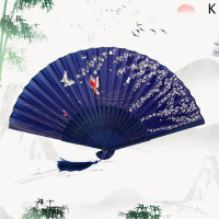 Высококачественная китайская искусственная деревянная рукоятка, Классический танцевальный веер, украшение для дома, кисточка, элегантная женская модель
