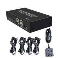 Квм-консоль HDMI 4K 60 Гц, 4 х1 квм, HDMI USB-консоль, выход 4 в 1 с 4 портами
