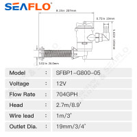 Рыболовная лодка Seaflo Livewell аэрационный насос, погружной картридж для живой приманки, водяной насос, 800 Гал/ч