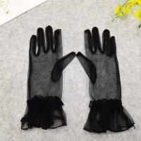 Осенне-летние Короткие Прозрачные тюлевые перчатки, ультратонкие сетчатые перчатки с закрытыми пальцами, варежки, элегантные женские свадебные перчатки для вождения с защитой от УФ-лучей