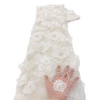 Кружевная ткань с бисером, 5 ярдов, цвет в ассортименте