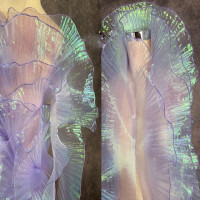 1 ярд Русалка плиссированный цветок кружева волшебный цвет лазерный градиент для свадьбы волнистые полосатые украшения ткань шириной 15 см