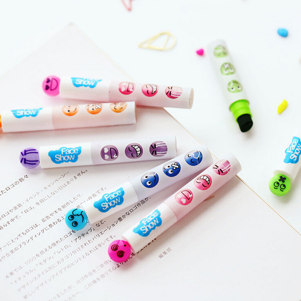 1PC New cute face series marker pen with stamp Stationery Scrapbooking Diy highlighter Office school supplies