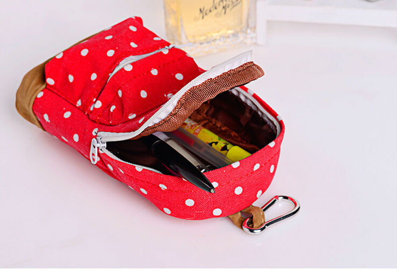 1pc cute Korean Big Capacity Canvas Backpack Polka Dot Pencils Bag Pencil Cases Pen Storage Cosmetic Bags forWomen School Office