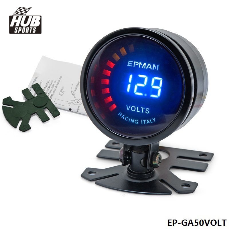 Hubsports - 2015 New EPman racing 52mm Smoked LED Digital Voltage Volt Meter Gauge with bracket For Toyota avensis HU-GA50VOLT