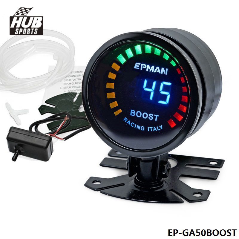 Hubsports-2015 New EPMAN racing 52mm Smoked LED PSI/BAR Turbo Boost Meter Gauge with Sensor For Toyota Starlet EP91 HU-GA50BOOST