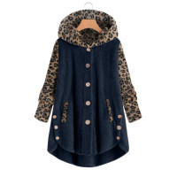 Женская плюшевая куртка на пуговицах, куртка большого размера с длинными рукавами и капюшоном с леопардовым принтом, Осень-зима 2022