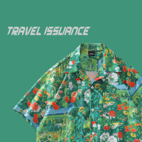 TRAVEL ISSUANCE 油畫綠花朵藝術感小眾慵懶潮牌休閒百搭夏威夷風