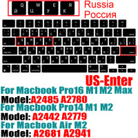 Для нового MacBook Pro14 16 2023 Air15 M2 A2941 A2442A2485A2681A2779 Keybaord cvoer Россия Чили Корейская клавиатура протектор силикон