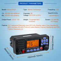 Retevis RA27 морская радиостанция диапазона VHF приемопередатчик 25 Вт IP67 Водонепроницаемый GPS NOAA фиксированный Класс D DSC морской приемопередатчик (США/INT/CAN)