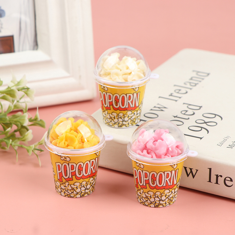 2pcs 1/12 Scale Popcorn For BJD Dolls Miniature Dollhouse Food Mini Popcorn Bucket For Dollhouse Decor Kids Toys Кукольный Домик