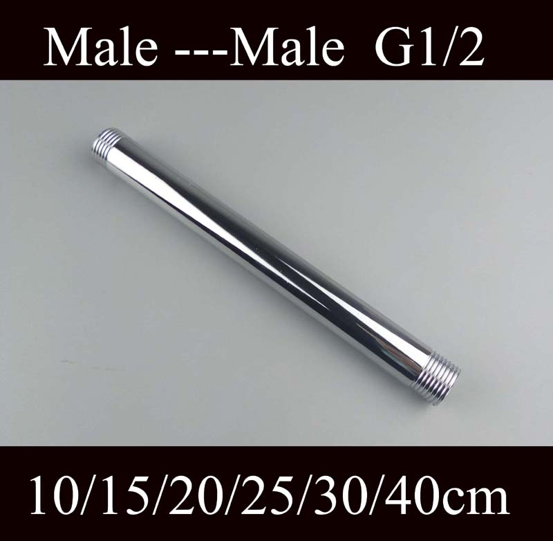 10/15/20/25/30/40cm stainless steel shower extension rod double male thread G1/2