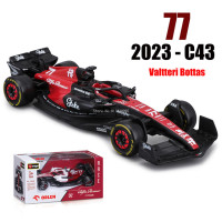 Коллекционная модель автомобиля Bburago 1:43 Alfa Romeo F1 2023 C43 #24 Zhou Guanyu #77 Valtteri Bottas