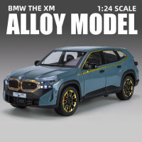 Внедорожник BMW XM 1/24, внедорожник, игрушечный автомобиль 1:24, литый под давлением Миниатюрная модель из сплава, свободные колеса, задний звук и фотосессия, коллекционный подарок для мальчика