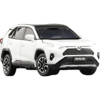 Модель автомобиля TOYOTA RAV4 SUV 1:32 из сплава, металлическая Игрушечная модель автомобиля с литыми деталями, имитация звука, коллекционная игрушка в подарок