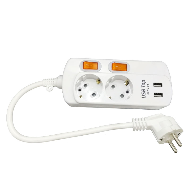 European standard extension cord socket 2usb 2AC O...