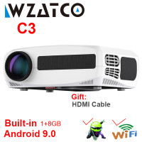 Проектор WZATCO C3 светодиодный Android 9.0 WIFI Full HD 1080P 300 дюймов Большой экран проектор домашний кинотеатр умный видеопроектор