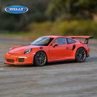 Модель автомобиля WELLY 1:24 Porsche 911 GT3 RS, синяя модель автомобиля из сплава, коллекция украшений для автомобиля, Подарочная игрушка, литье под давлением