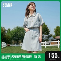 森馬洋裝女花邊娃娃領俏皮小清新2023夏季新款質感明線裙子文藝