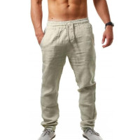 Новинка 2023, мужские летние дышащие однотонные льняные брюки для фитнеса, уличная одежда