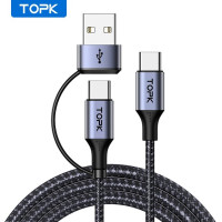 Кабель зарядный TOPK USB Type-C, 60 Вт, с поддержкой быстрой зарядки