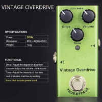 Mini Overdrive педаль эффектов для электрогитары Задержка/Overdrive/хрустящий/Искажение/Винтажный Phaser/Tremolo/хор DC 9V истинное байпас