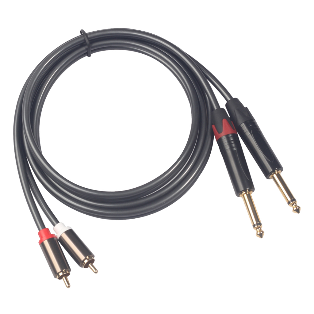 2 x 6.35 mm to 2RCA Cable, Gold-Plated 2X 6.35mm 1/4