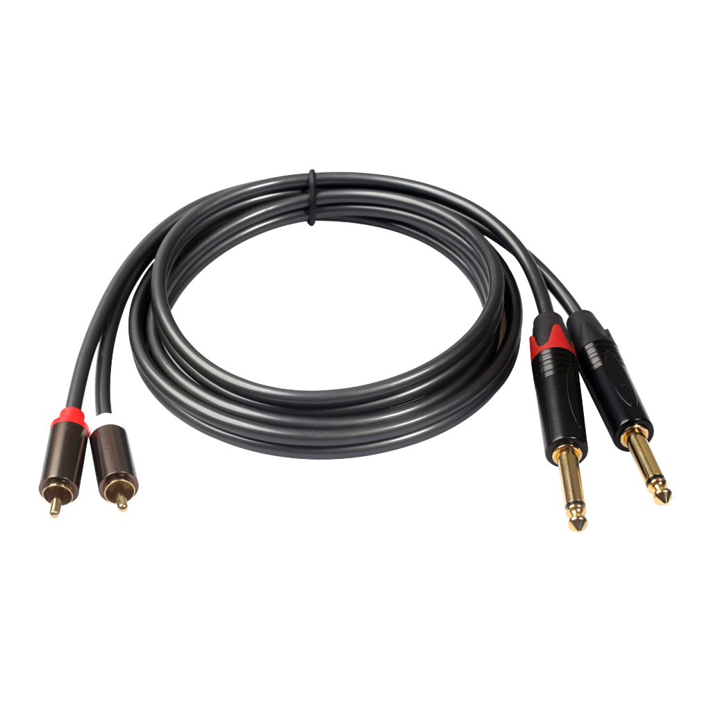 2 x 6.35 mm to 2RCA Cable, Gold-Plated 2X 6.35mm 1/4