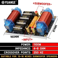 300 Вт-1100 Вт семейный чистый тяжелый бас делитель, 6,5 дюйма, 8 дюймов, 10 дюймов, 15 дюймов, 18 дюймов низкочастотный динамик, перекрестный фильтр 250 Гц, производительность