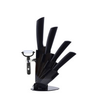 Набор керамических кухонных ножей, набор кухонных ножей шеф-повара 6 дюймов с подставкой и черным лезвием, 3 дюйма, для чистки, нарезки фруктов, нарезки овощей, 4 дюйма, 5 дюймов