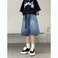 Женские джинсовые шорты до колен Y2K, винтажная уличная одежда в Корейском стиле, широкие мешковатые шорты-карго с высокой талией, одежда в стиле Харадзюку на лето