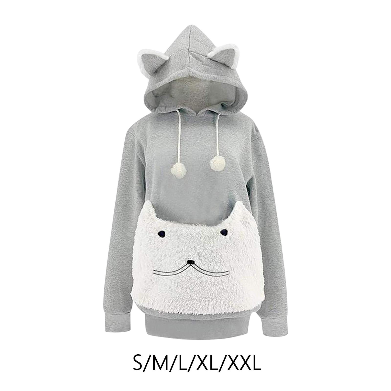 Pet Hoodies Sweatshirt Cartoon Large Pouch Cat Dog Holder Clothing Pullover Loose for Kitten Puppy Outdoor Accessories Travel