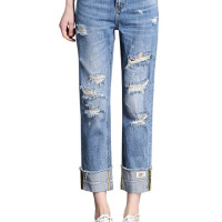 Джинсы Xisteps женские рваные, свободные брюки в Корейском стиле, с широкими штанинами, Прямые рваные джинсы-бойфренды, уличная одежда, 2023