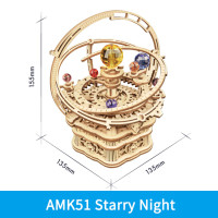 ROKR вращающаяся Звездная ночь механическая музыкальная шкатулка 3D деревянная головоломка Сборная модель комплекты для строительства игрушки для детей-AMK51