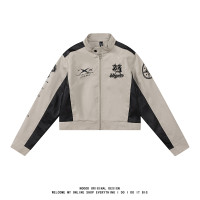 NOOOD 美式復古機車辣妹朋克皮衣短外套女春秋款設計感賽車服夾克