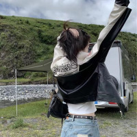 美式復古騎行機車皮衣女2023秋季新款炸街棒球服高級感夾克外套薄