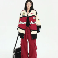 ZHL STUDIO 美式復古賽車服外套男女歐美ins機車風夾克棒球服秋冬