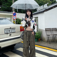 ZHL STUDIO 美式街頭機車棒球服外套女新款設計感賽車服短款上衣