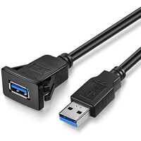 1 м 3 фута USB 3,0 штекер-гнездо Удлинительный Кабель USB3.0 квадратное утопленное крепление для приборной панели монтажный кабель для автомобиля лодки мотоцикла