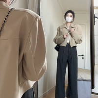 YH77春秋新款美式復古短款棒球服女裝設計感夾克ins短款外套上衣