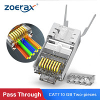 ZoeRax RJ45 Cat8 Cat7 & Cat6A проходные Разъемы 8P8C 50UM позолоченный Экранированный FTP/STP | Сеть RJ45 модульная вилка-1,5 мм