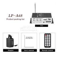 Цифровой автомобильный усилитель мощности Lepy, мини Hi-Fi стерео усилитель звука для дома, 2 канала, 15 Вт, RMS, SD, CD, DVD, MP3, USB, RCA, FM радио