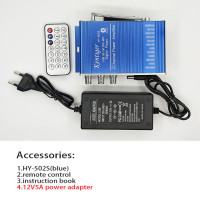 HY-502S KENTIGER с адаптером питания 12 В, 5 А, 40 Вт, мини-усилитель Bluetooth + AV-кабель + пульт дистанционного управления, USB/SD-картой, FM-радио