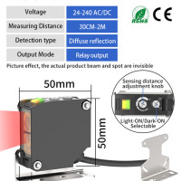 Фотоэлектрический датчик GTRIC E3JK, релейный выход рассеянного отражения 24-240, универсальный диффузионный оптический фотоэлектрический Переключатель переменного/постоянного тока