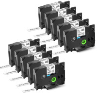 10 шт., ламинированные ленты для маркировки Brother PTouch, 6/9/12/18/24 мм, TZ 231 241 251 211 tz 631 651